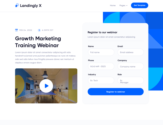 Webinar - Landingly X Webflow Template