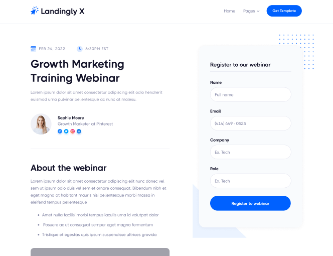 Webinar V3 - Landingly X Webflow Template