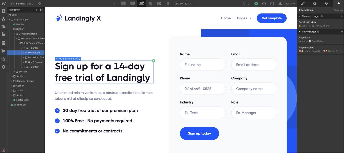 Animations - Landingly X Webflow Template